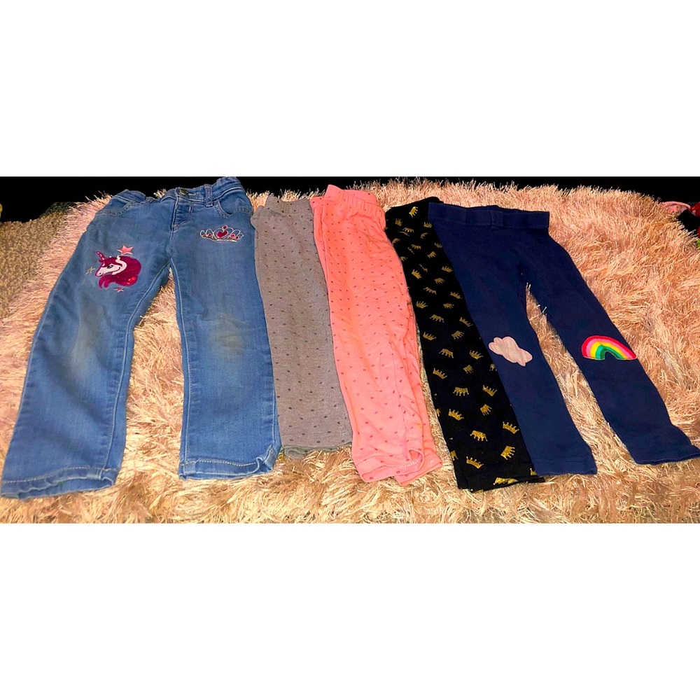 Used Girls Pants- 1 Skinny Jean, 4 Leggings Size 4